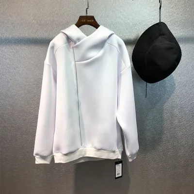 Autumn original dark wind personality Zipper splice hoodie male fashion brand loose pure color space cotton coat man