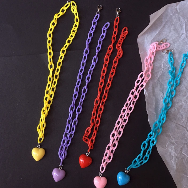 Милое ожерелье с подвеской в форме сердца карамельного цвета акриловое милое