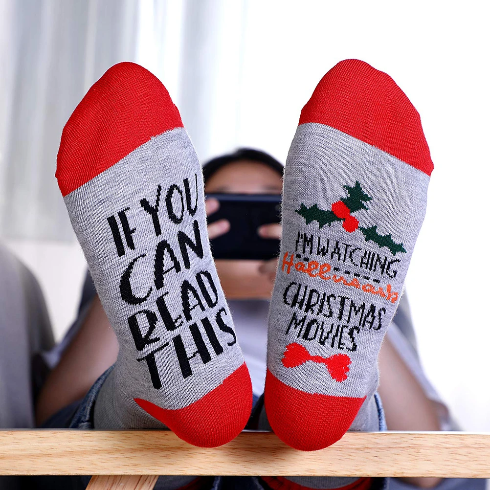 Red Christmas LONG T YOOAP носки унисекс, новинка, не беспокоить, я играю, принт забавные буквы, носки, если вы можете прочесть эти забавные носки для мужчин и женщин - Цвет: Red Christmas LONG T