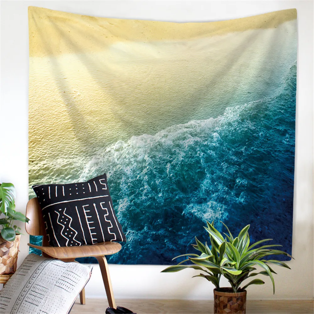 Домашний декор мультфильм морские волны искусство подвесная стена хиппи гобелен