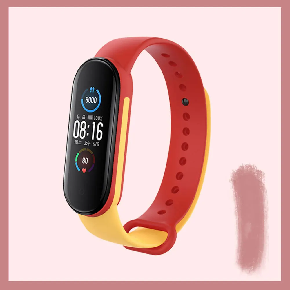 

Ремешок силиконовый двухцветный для Xiaomi Mi Band 6 5 4 3