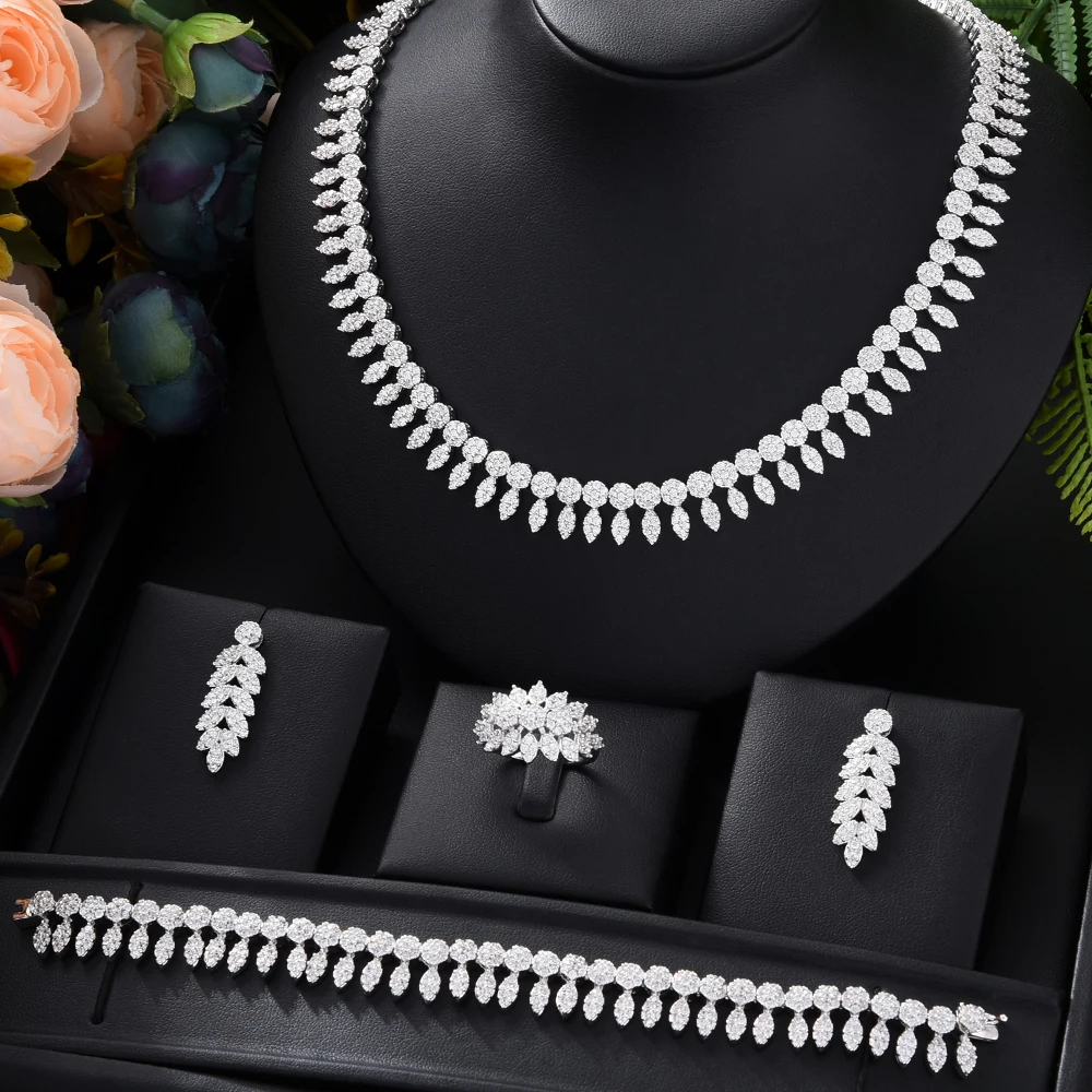 Роскошные изысканные Элегантные Ювелирные наборы GODKI, ожерелье и серьги невесты из кубического циркония, благородный подарок для женщин на ...