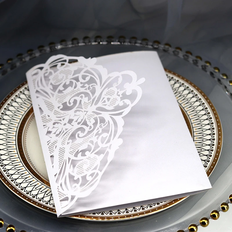 50 шт. синий белый лазерный разрез свадебные приглашения карты Бизнес с открытка