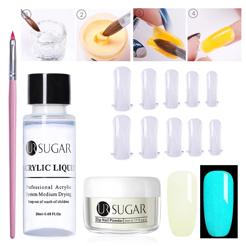 Extension Set 3 UR SUGAR, 5 мл, светящийся набор порошка для ногтей, для вырезания, удлинение французских ногтей, полимерный порошок, градиент, растут в темноте, украшение - Цвет: Extension Set 3
