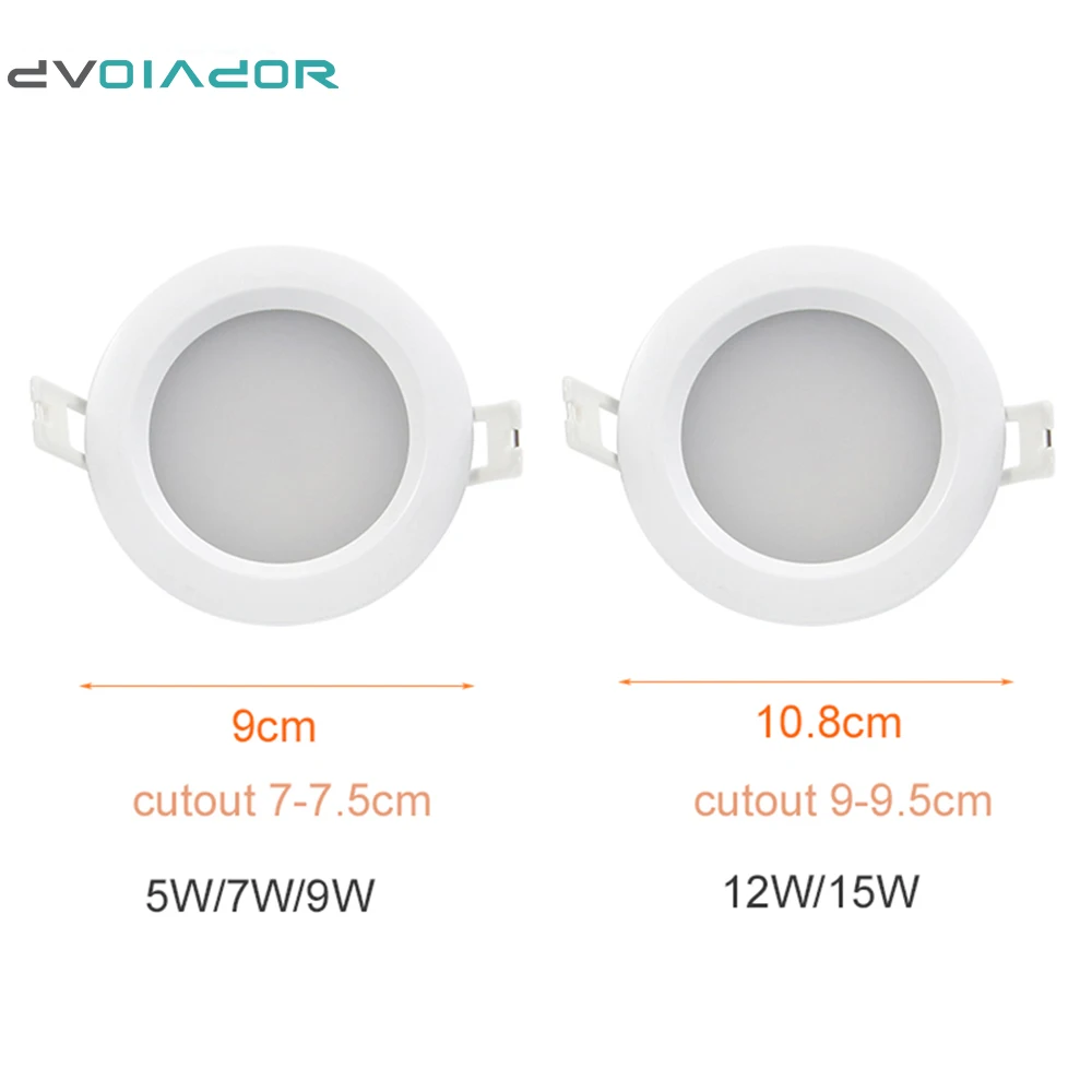 

DVOLADOR 4pcs/Lot Waterproof LED Downlight IP65 LED Spot Light 15W/12W/9W/7W/5W Super Bright 220V Bathroom Recessed Ceiling Lamp