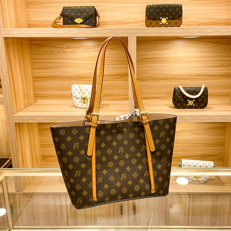 Real Cowhide Large-capacity Composite Bags Women 2021 New Classic All-match Print Underarm Totes Casual Shopping Handbags Gg Cc