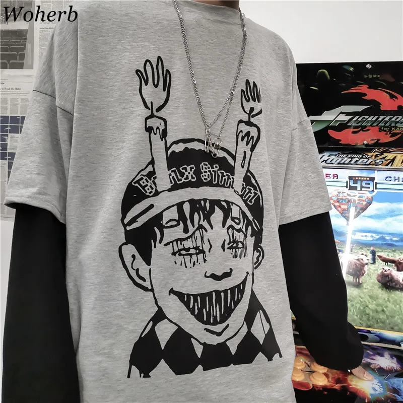 Женская футболка с длинным рукавом Woherb Harajuku принтом японского аниме Junji Ito