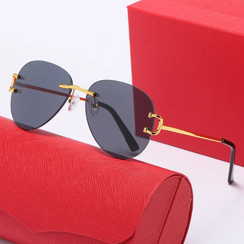 

Men's sunglasses, metal frame, square rimless glasses with large c lenses, carter brand design, men's eyeshadow, new, 2021
