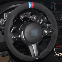 black suede car steering wheel cover for bmw f87 m2 f80 m3 f82 m4 m5 f12 f13 m6 f85 x5 m f86 x6 m f33 f30 m sport