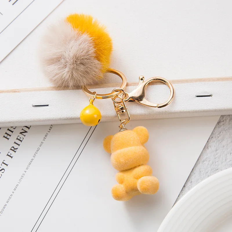 Новинка стекающая медведь брелки для ключей милый меховой шарик Модные Простые