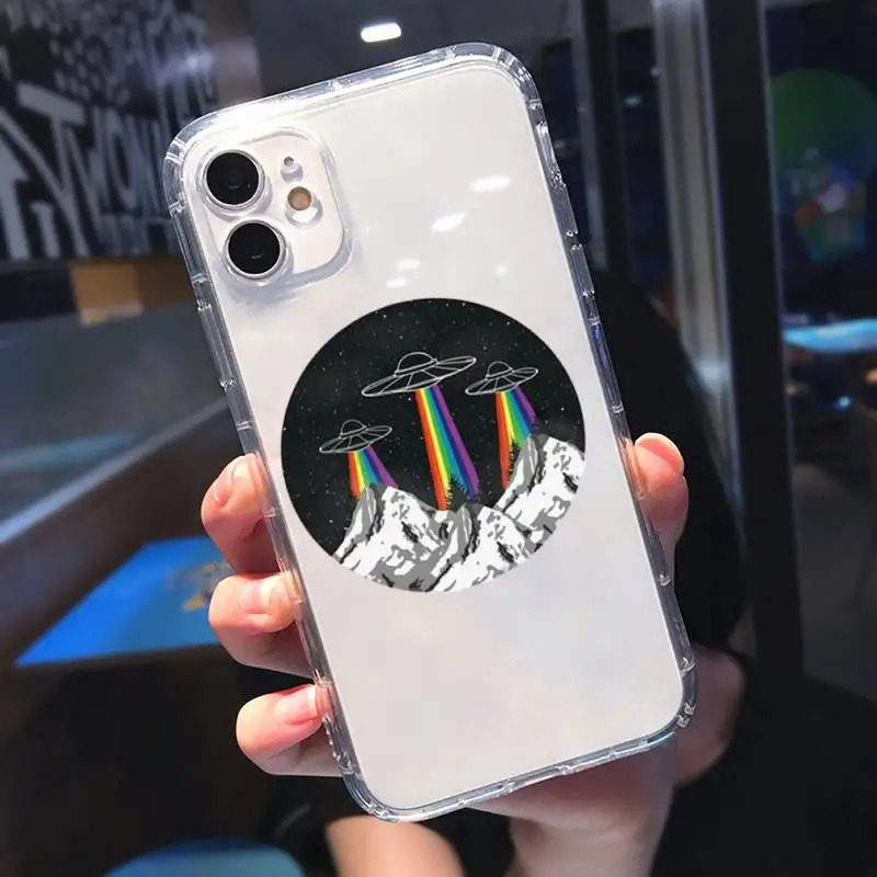 

Alien space funny space Phone Case Transparent for iPhone 11 12 mini pro 8 7 6 6S XS MAX Plus X 5S SE 2020 XR