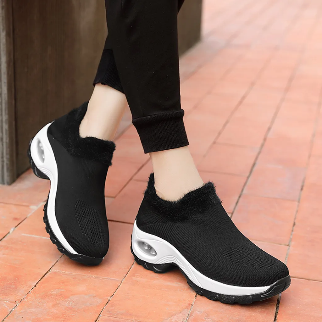 Женские кроссовки с дышащей сеткой Черные слипоны на плоской платформе #3 весна