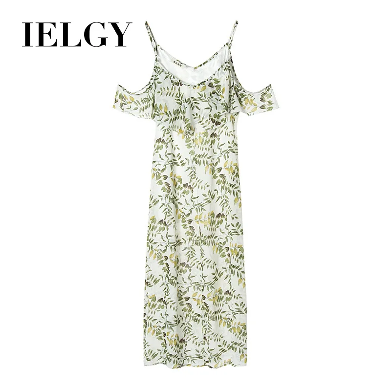 

IELGY Women's y printed strap ruffled strapless dress women