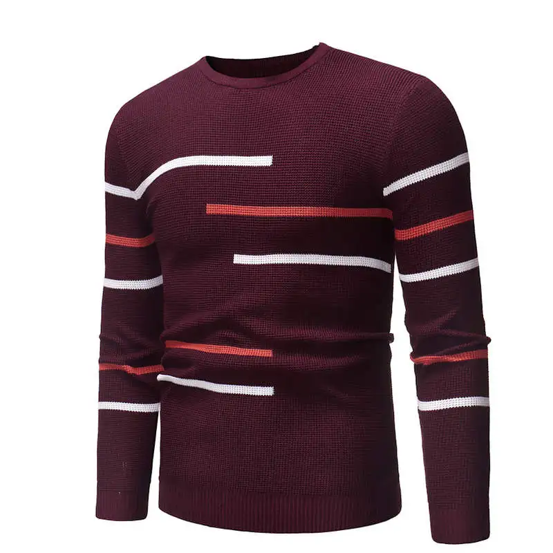 

ZOGAA Mens Knitted Sweaters Men Long Sleeve SolidStriped Pattern Round Collar Knitwear Male Casual Warm Soft Base Pullovers
