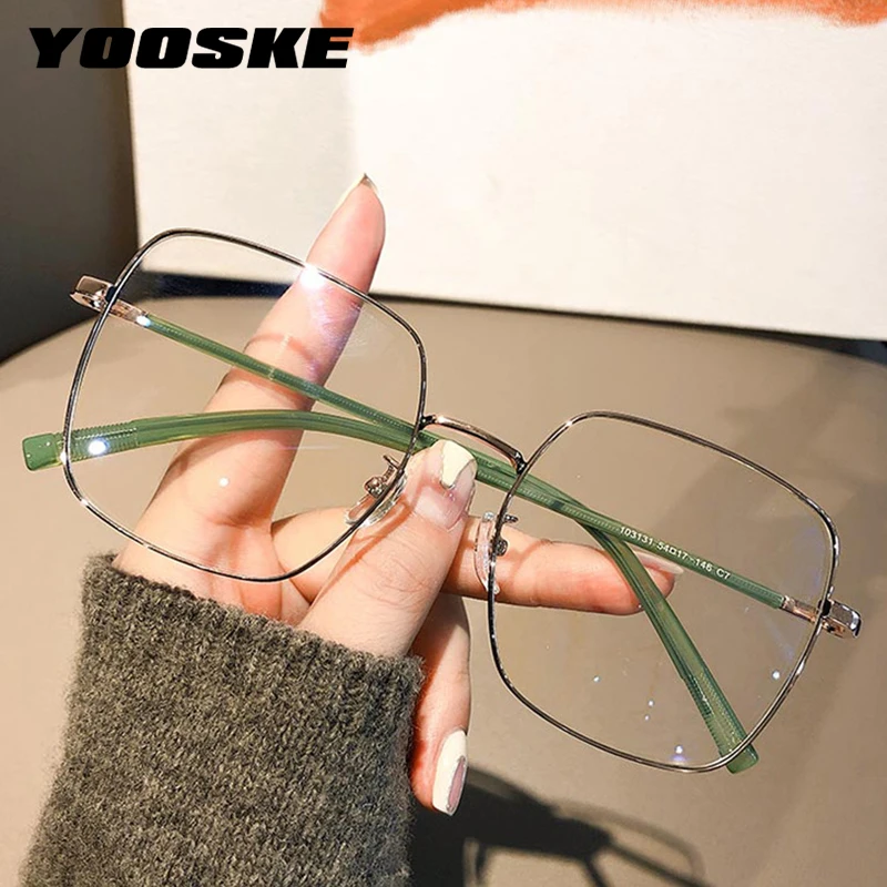 

Очки YOOSKE квадратные женские, брендовые винтажные универсальные оптические очки с большой оправой, модные Компьютерные металлические оправ...