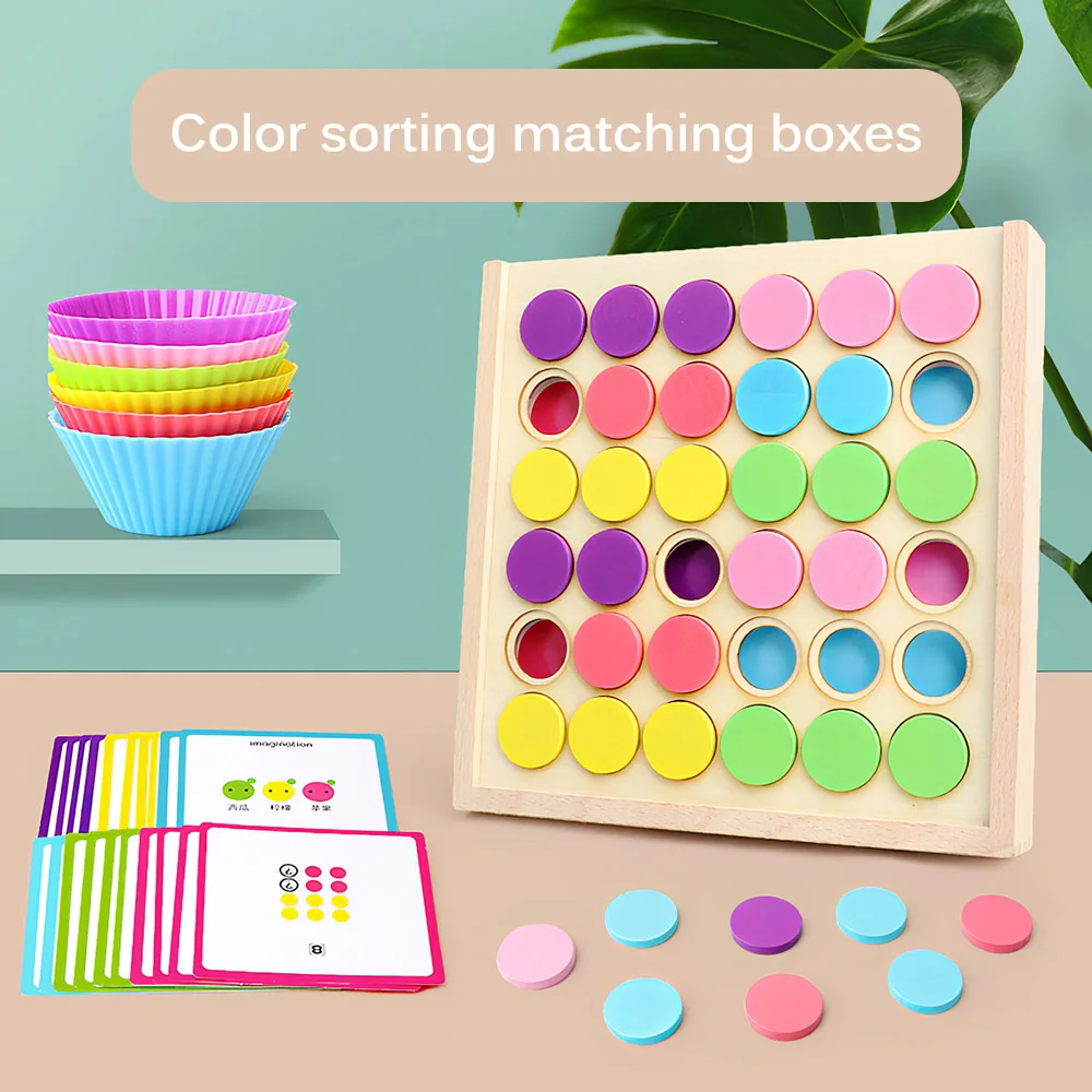 Радужная игра Монтессори для сочетания памяти обучающая деревянная цветная