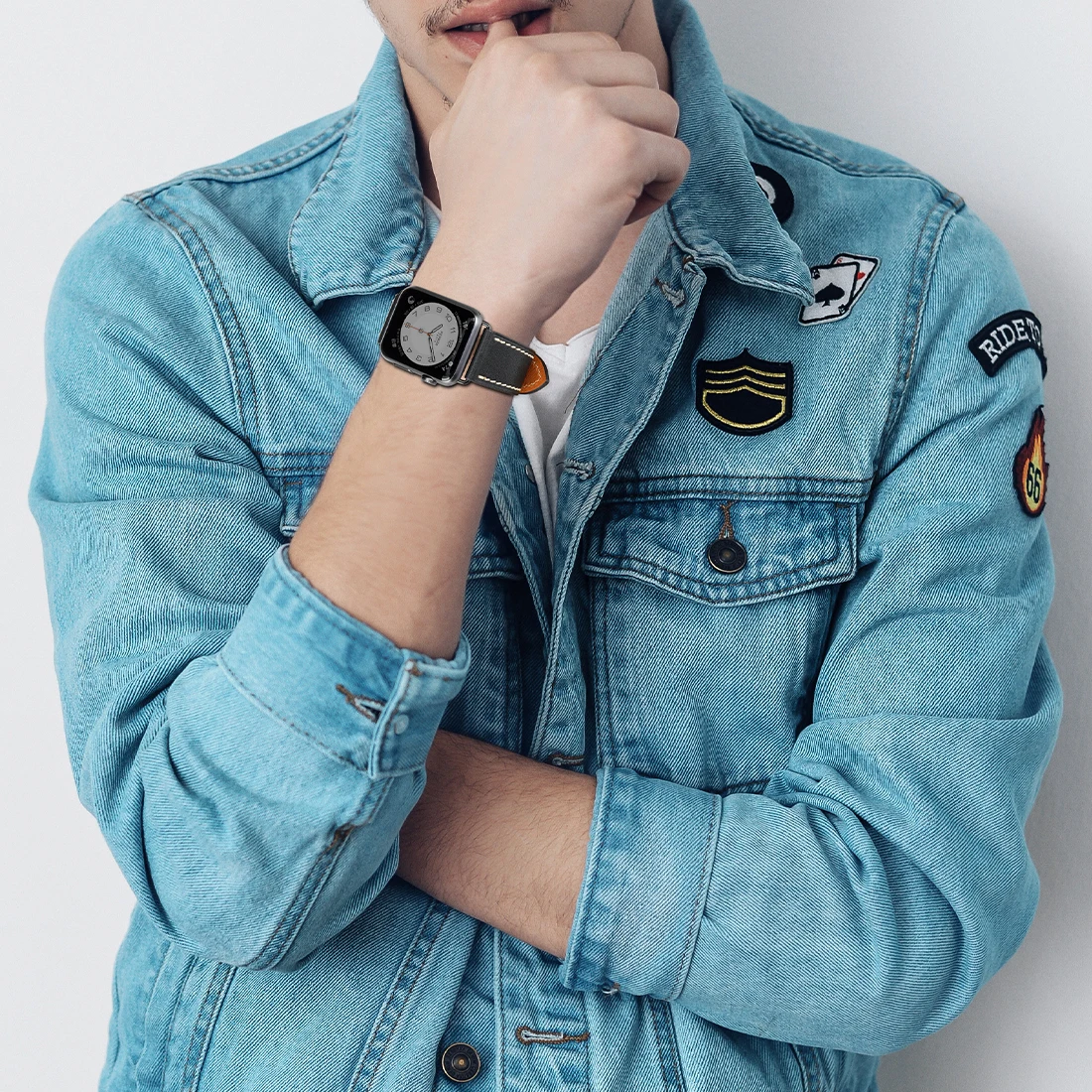 MAIKES Original Leather Band For Apple Watch Series 8 7 SE 6 5 4 3 45mm 41mm 44mm 40mm 42mm 38mm Watchband Handmade iWatch Strap