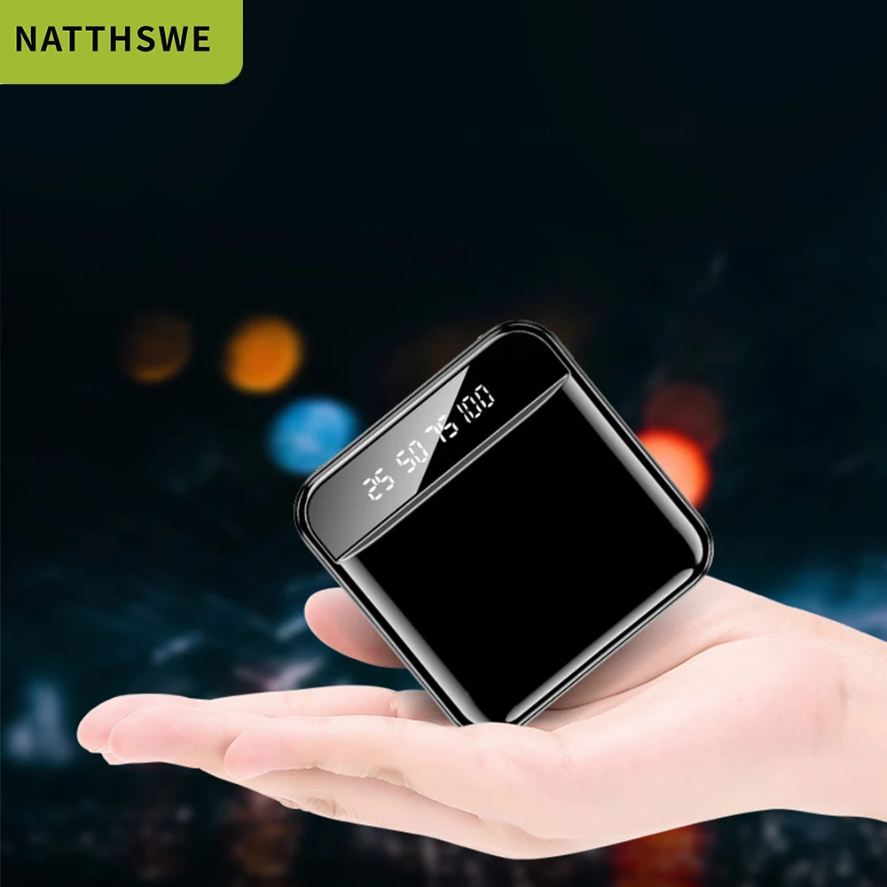 NATTHSWE креативный маленький мини-аккумулятор 30000 мА · ч Utral-Высокая емкость с цифровым дисплеем с двумя портами Usb двойной светодиодный светильник