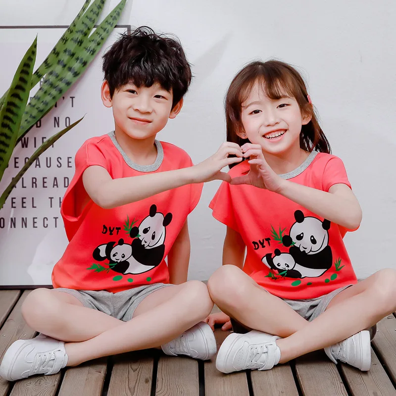 2020 летняя детская одежда пижамные комплекты хлопковая с короткими рукавами в
