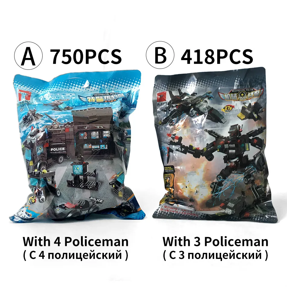 

SWAT Police Station truck model Building Blocks City machine Helicopter Car Figures Bricks Educational Toy For Children
