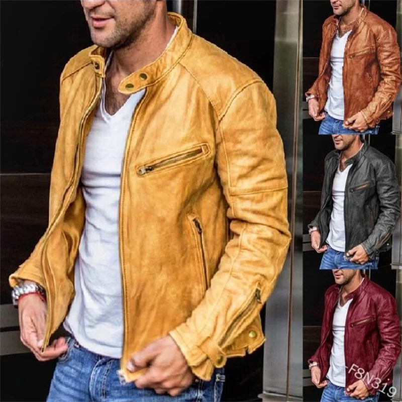 Men's motorcycle leather jacket Europe chamarras para hombre slim PU leather coats jaqueta de couro veste homme
