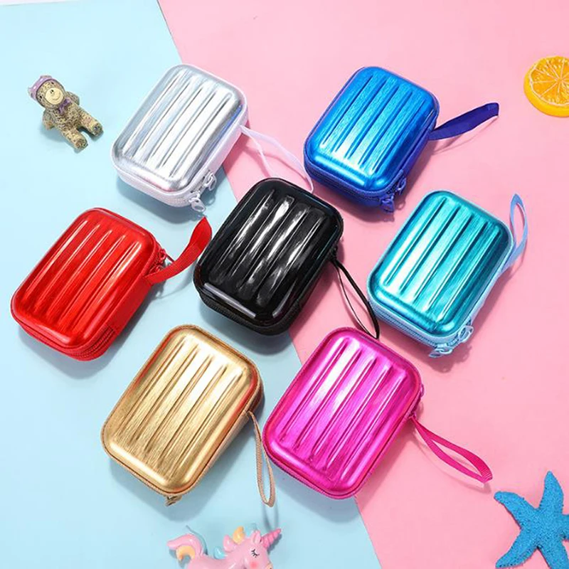 

1PC Mini Suitcase Shape Tinplate Coin Pack Small Square Bag Coin Purse Pouch Mini Pouch Key Purse Coin Storage Bag