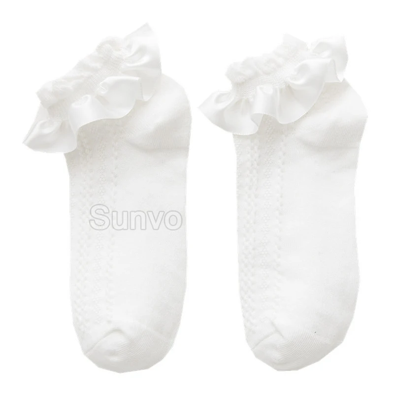 Милые белые носки Sunvo женские хлопковые с сексуальными кружевами в Корейском