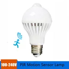 Светодиодный светильник с датчиком движения PIR, умный светильник, лампа E27, 100-240 В, светодиодный светильник, лампа 3 Вт-9 Вт, инфракрасный звуковой светильник для дома, лестницы