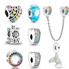 2 шт.лот, подвеска с разноцветными радужными бусинами для влюбленных, оригинальный брендовый браслет и ожерелье DIY, подлинные женские ювелирные изделия