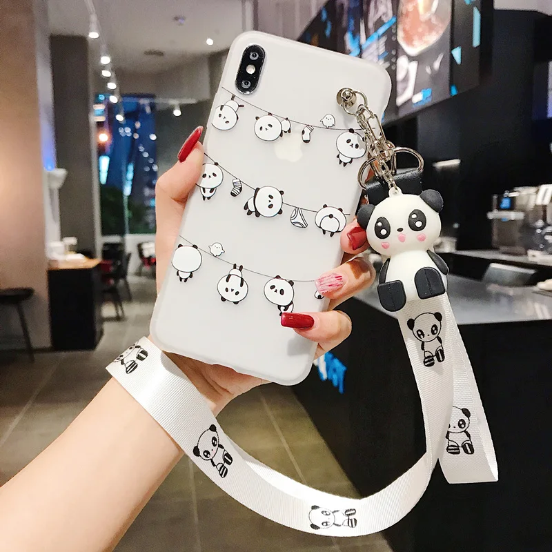 white 5 Забавный мультяшный чехол для телефона с пандой для iphone X XS чехол для MAX XR для iphone 7 6s 8 plus милый чехол кукла подставка поддержка мягкий чехол s Capa - Цвет: white 5