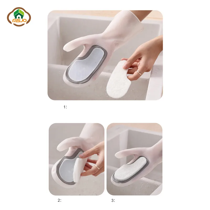 MSJO перчатки для мытья посуды Волшебная силиконовая щетка