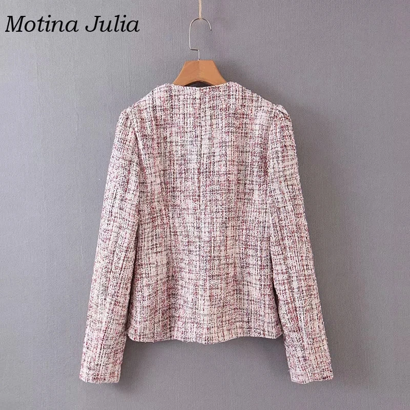 Motina Julia элегантный костюм из двух частей твидовый Блейзер Женский полосатый твидовый в клетку юбка+ пальто вечерние Клубные уличные женские комплекты