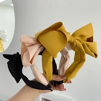 women girls headband bezel hair bow fashion hair accessories big bow simple hair band solid color casual adult headwear decorate
