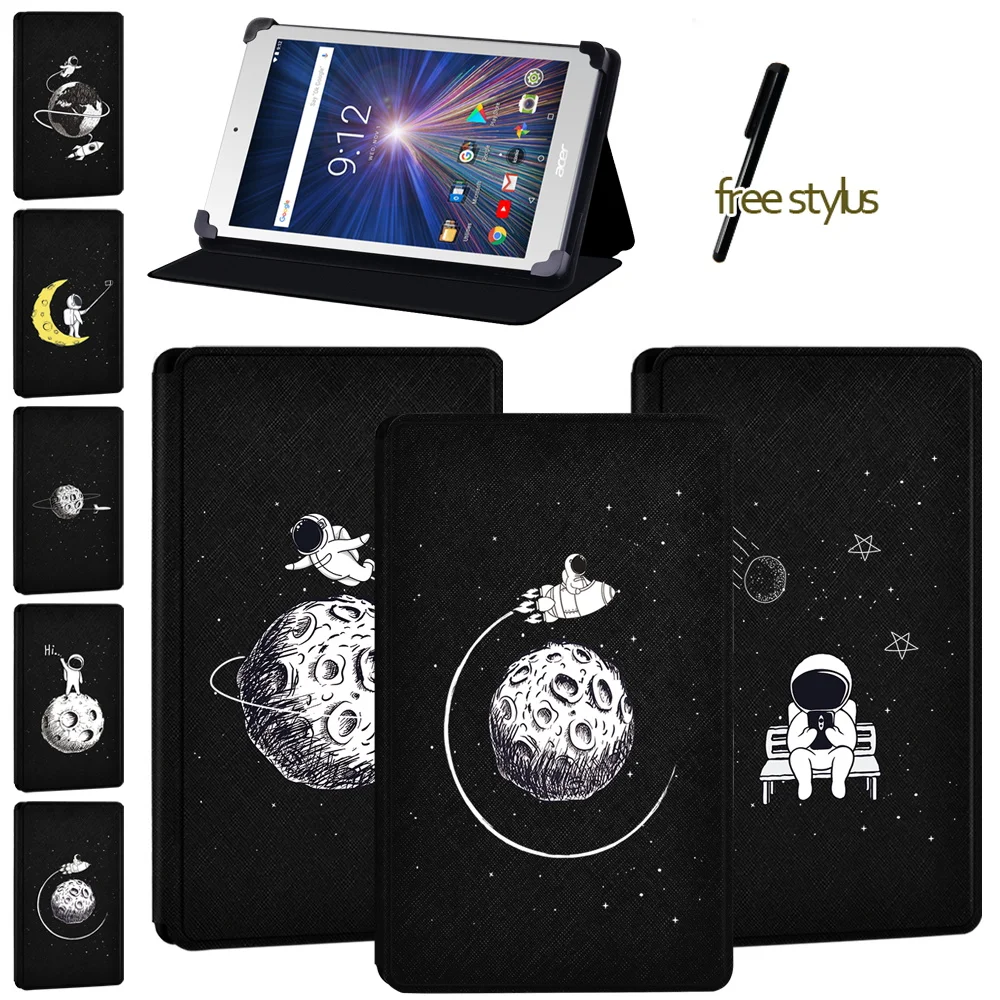 

For Acer Iconia One 8 B1-850/B1-810/B1-811/Iconia One 8 B1-(860/870) Tablet Case Astronaut Printing Cover Case + Stylus