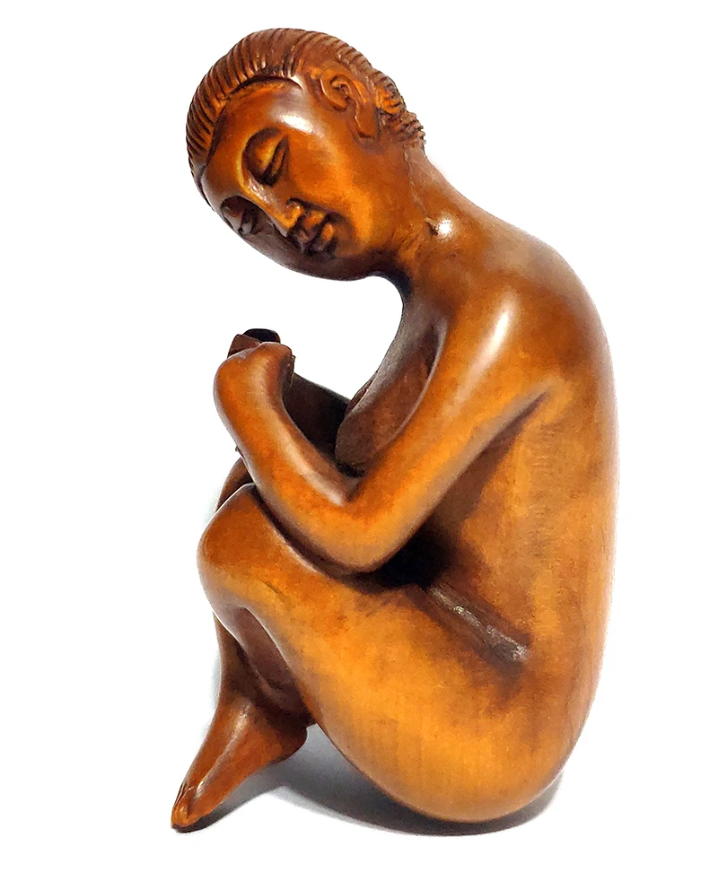 Y6681 : 2 &quotхороший ручной резной Самшит netsuke фигурка резьба кулон бисер: гейша
