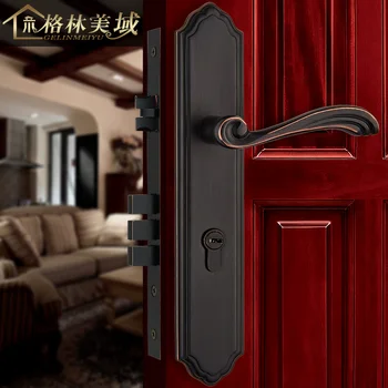European-style villa antique handle American lock door interior bedroom double open door lock pure copper solid