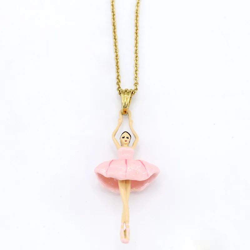 

European and American Trend Niche Design Ins Sen Series Fashion Enamel Glaze Candy Multicolor Classic Ballet Girl Long Necklace