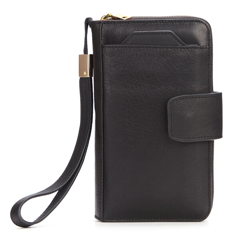 

High Quality Genuine Leather Wallet For Men 2021 Big Capacity Card Holder Brown Black Phone Case Purse Luxury Money Organizer
