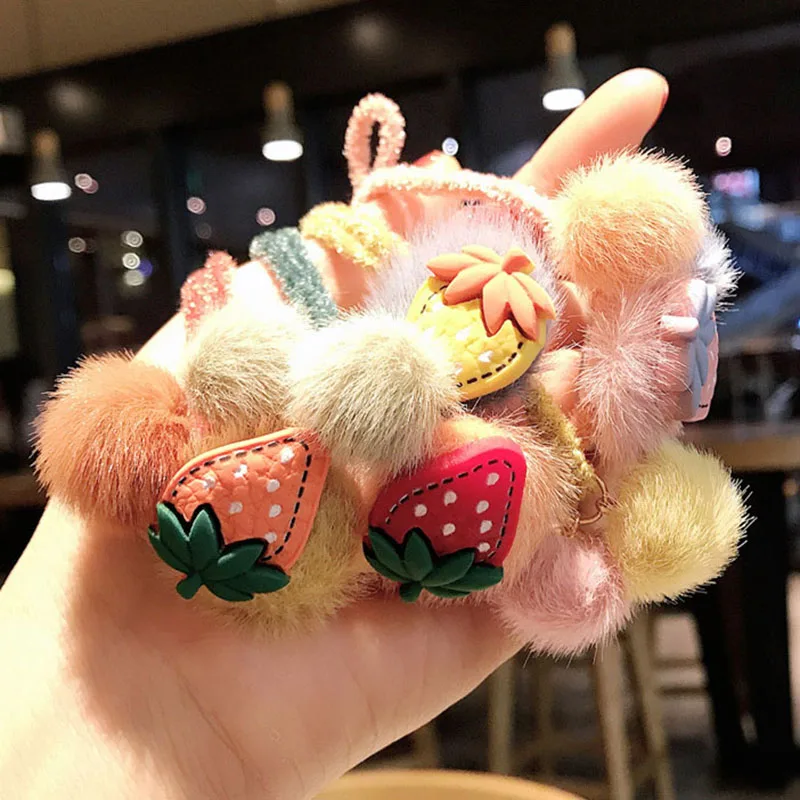Милые Клубничные колечки из искусственного меха мягкие плюшевые для волос