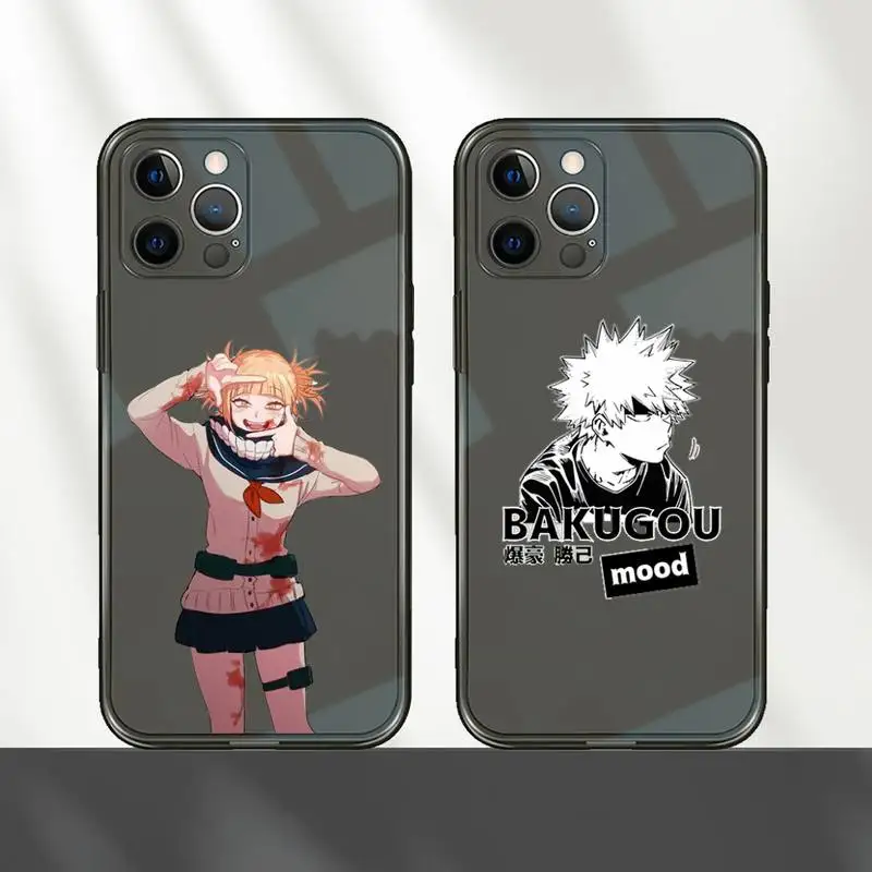 

My Hero Academia deku bakugou Boku Phone Case For iPhone 12 11 8 7 mini pro X XS XR MAX Plus Black Transparent Cover