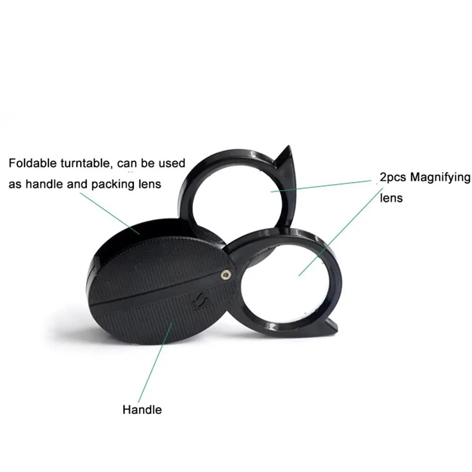 

8PK-MA005 Foldable Dual Lens 5/10x Magnifier Repairing Tool Mini Magnifiers Portable Jewelry Loupe Foldable Pocket Magnifier
