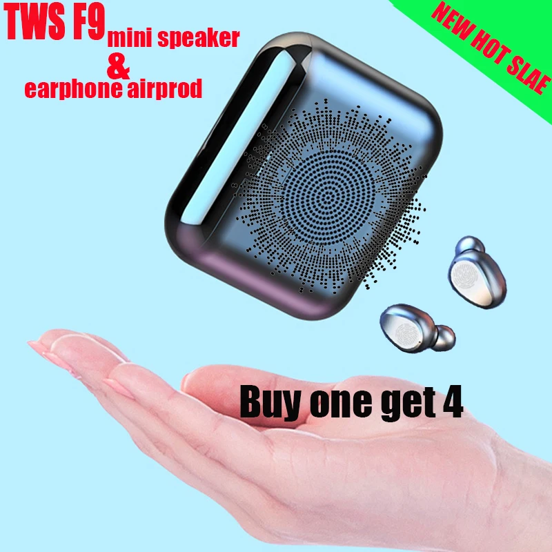 MIni F9 Bluetooth динамик и наушники с чехлом чехол басовый радиатор портативный 5 0 для