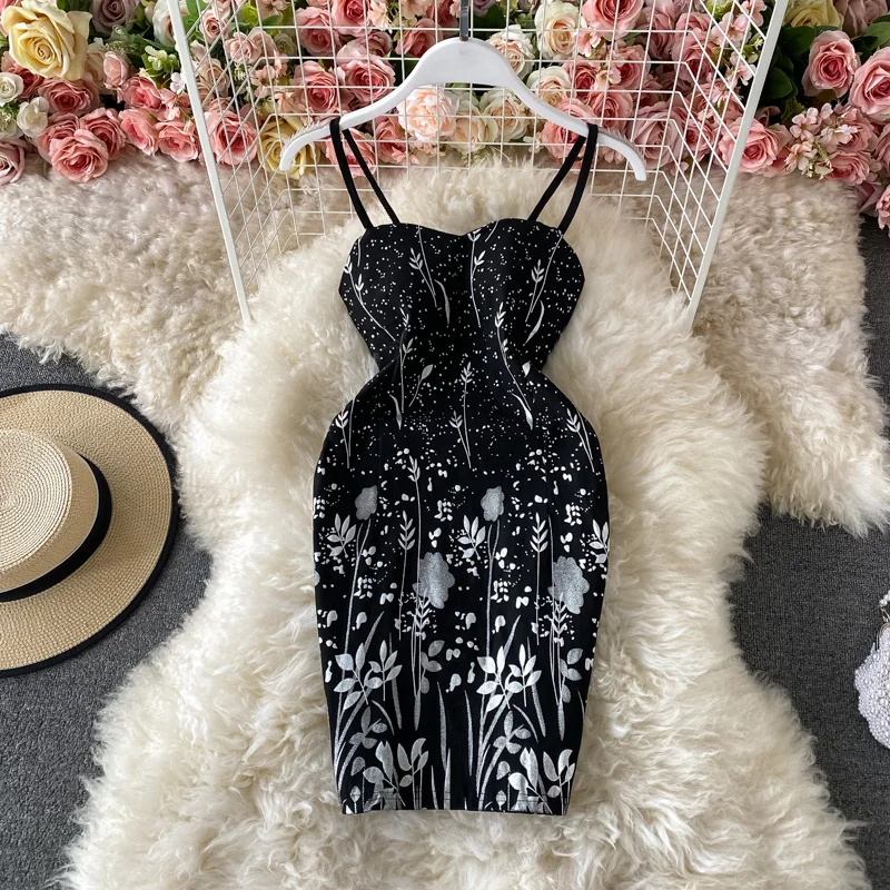 

Женское вечернее платье с высокой талией, облегающее платье на бретельках с золотым и серебряным цветочным принтом, для выпусквечерние веч...