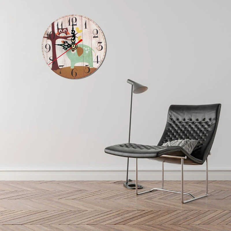 Chic Wooden Round Wall Clock Hanging Vintage Craft 3D Mute for Home Office Christmas Decor | Дом и сад