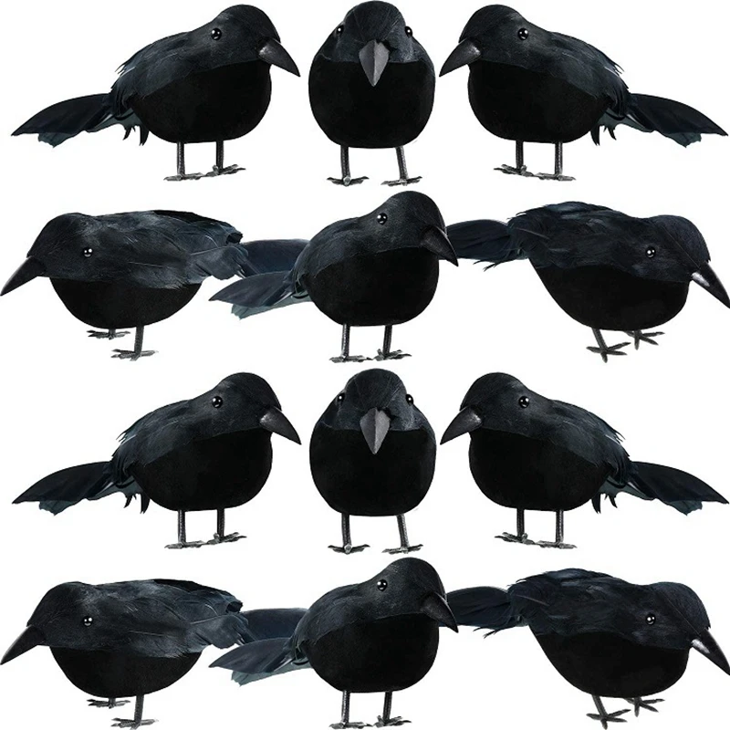 1pc Simulation Crow Black Crow Props Feather Bird horror Home decor Halloween Ghost Festival Supplies Christmas Decorations