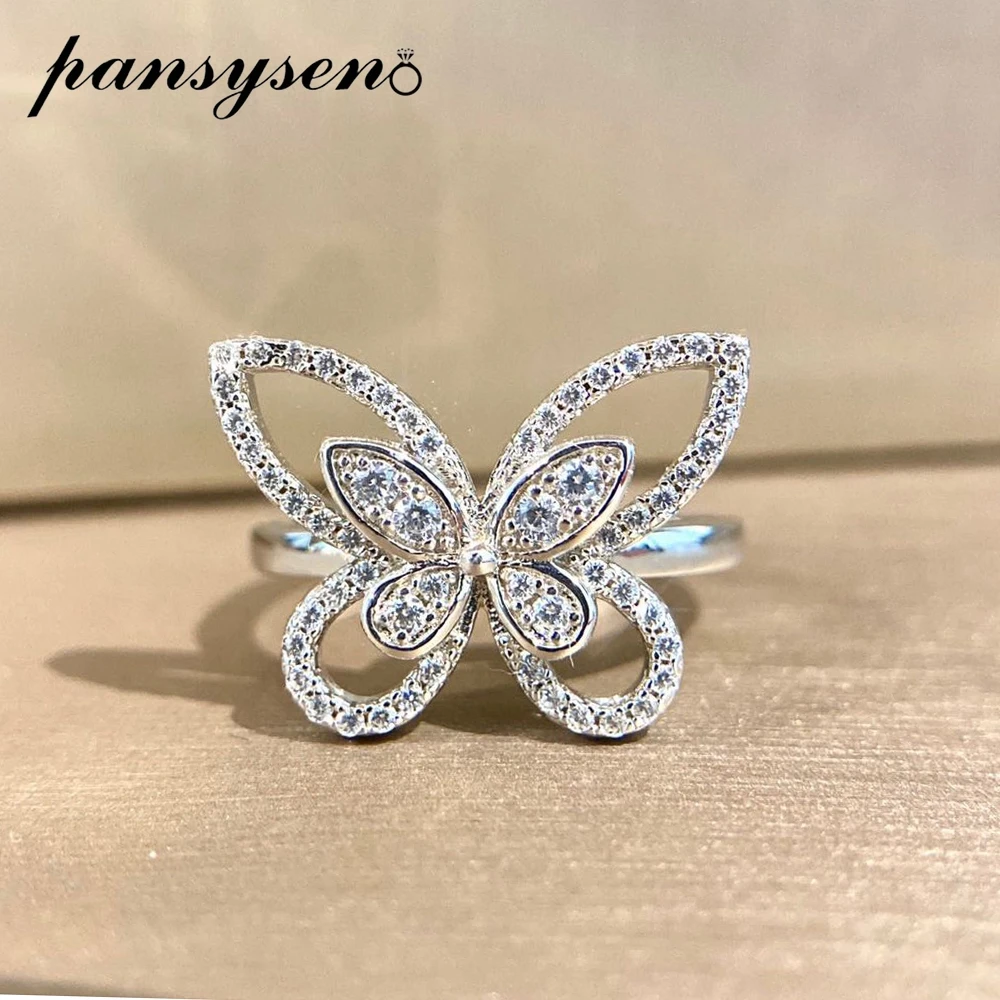 

Женское Обручальное Кольцо PANSYSEN, из 100% серебра 925 пробы с имитацией бабочки, Муассанит Бриллианты