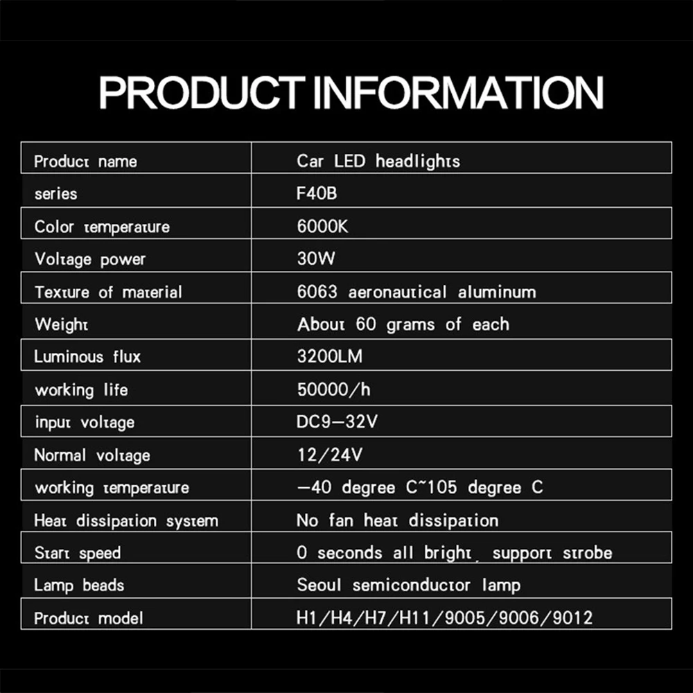 Universal CSP Car LED Headlight Bulbs H1 H4 Lemp H7 H11 9005/6 9012 Bult-in Smart Drive Chip 6000K 9-32V 18-25W Lights | Автомобили и