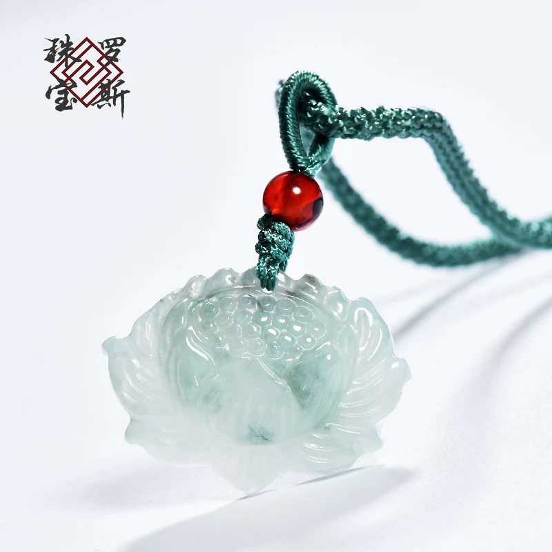 100% настоящий янтарский зеленый нефрит подвеска ручной работы подвески с лотосом