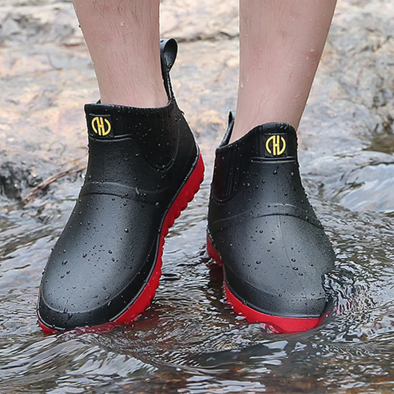 

Men Rubber Rain Shoes Slip On Waterproof Low-Heel Tube PVC Rain Boots Work 2021 Hot Sale Men's Boots galoshes