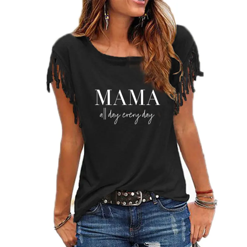 Повседневная футболка с надписью MAMA all day each хипстерская унисекс стильная Mama